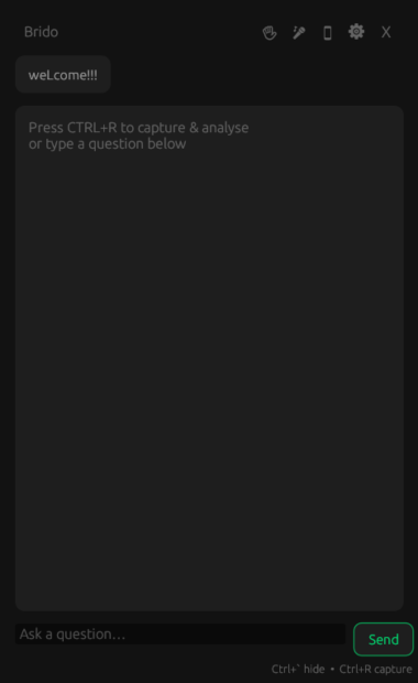 Brido main window dashboard